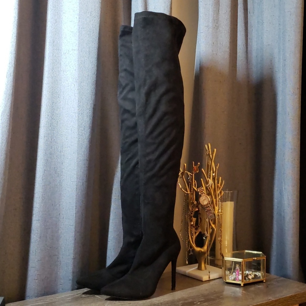 LILIANA OTK Stretch Suede Pointed Stiletto Boot